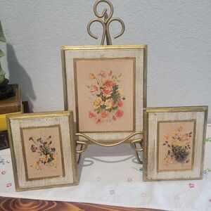 Vintage Florentine Gold Gilt Floral Wall Plaques Set of 3 MCM Made in Italy
